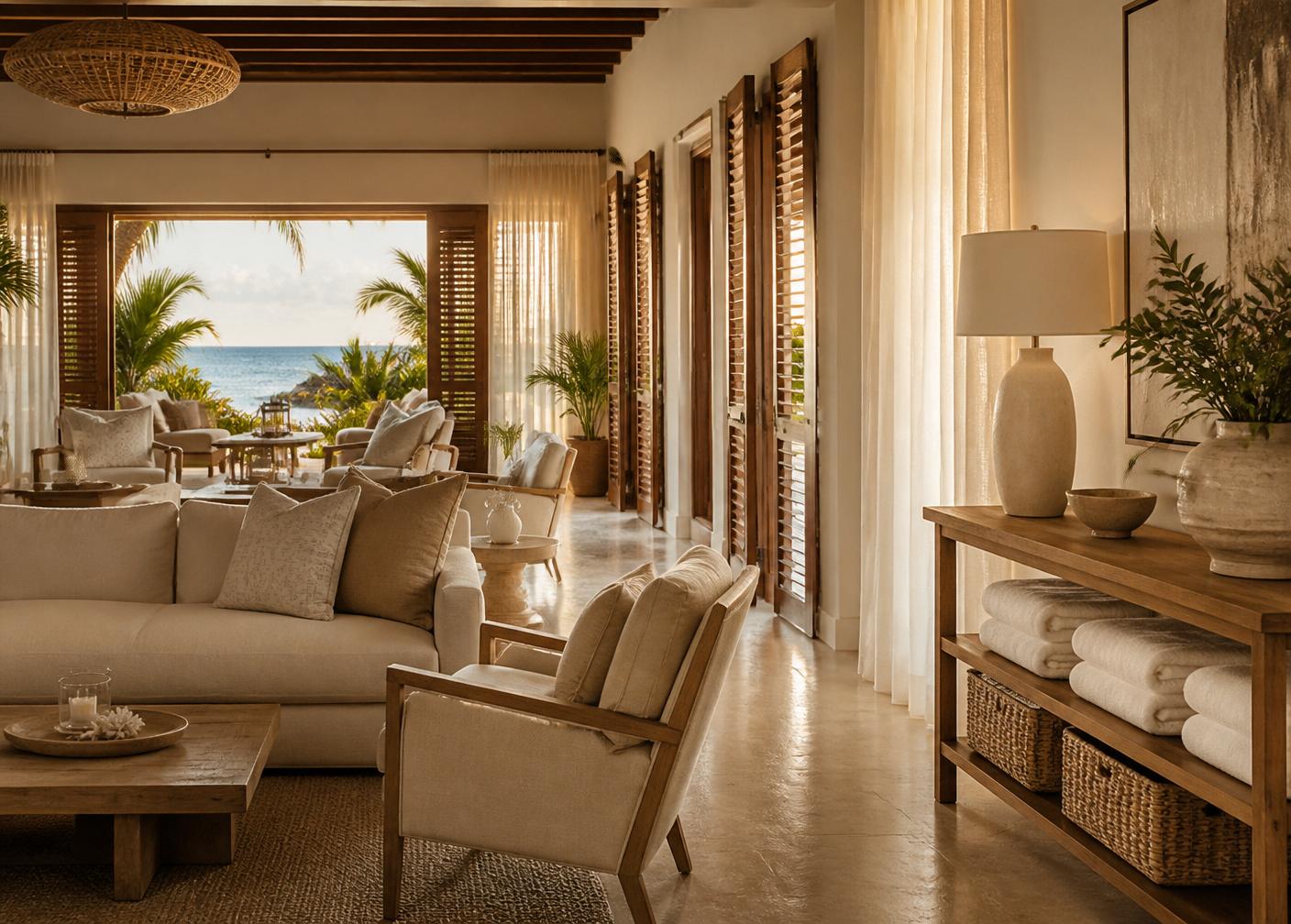 Guest-ready Caribbean property interior maintained with attentive care